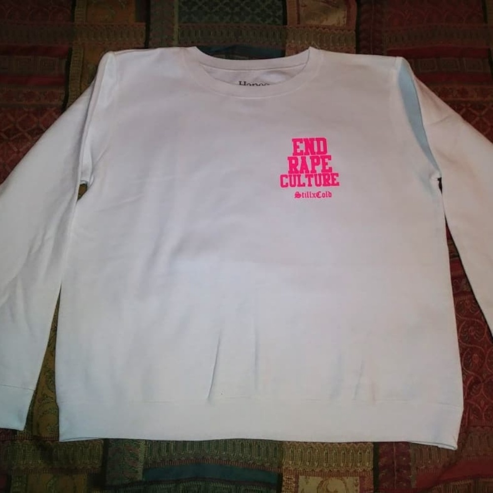 Custom womens END RAPE CULTURE sweatshirt (sz med